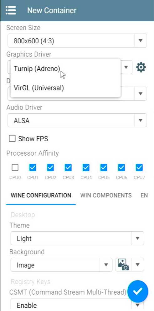 Winlator Graphic drivers